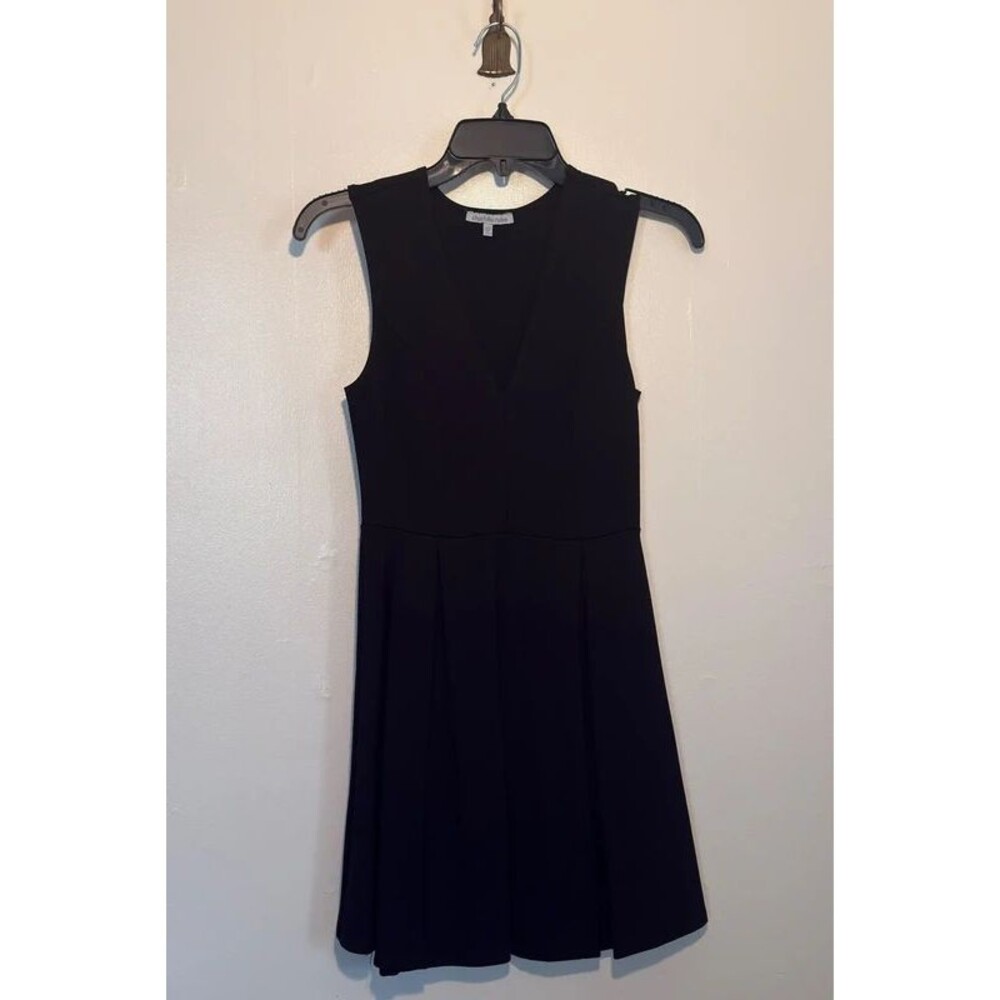 Charlotte Russe Black Fit & Flare Mini Dress XS Deep V Neck